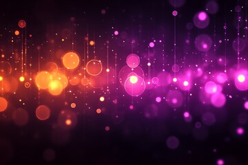 Wall Mural - Illuminated orbs and points of light cascade down the dark space