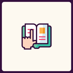 Poster - Engaging textbook icon illustrating knowledge acquisition and learning concept