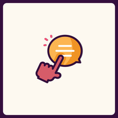 Poster - Modern communication icon with hand selecting chat box, for creative designs