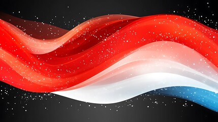 Poster - Abstract design featuring flowing waves in red white and blue