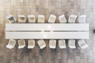 Aufkleber - Modern conference room with white table and chairs. 3D Rendering