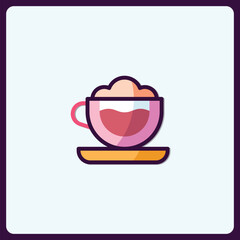 Poster - Charming Coffee Cup Symbol: Stylized Beverage Icon for a Trendy Cafe Concept