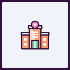 Poster - Stylized hospital icon with a simple, contemporary outline design