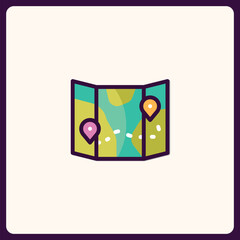Poster - Whimsical Map with Destination Markers Icon for Travel Adventures