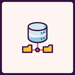 Poster - Digital database icon representing network connection and computer architecture