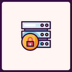 Poster - Server protection and secure data icon for technology business concept