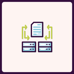 Poster - Data synchronization between servers and document in vector style illustration