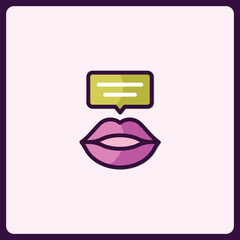 Poster - Minimalistic speaking lips icon with message bubble illustration design