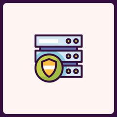 Poster - Protected Server Icon: Digital Shield Guaranteeing Data Privacy and Integrity