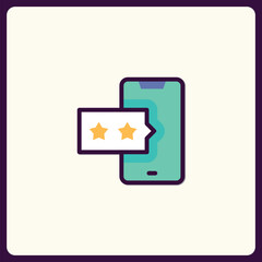 Poster - Mobile App Rating with Two Stars Review Icon Illustration