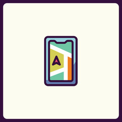 Poster - Stylized mobile navigation application interface icon with location marker