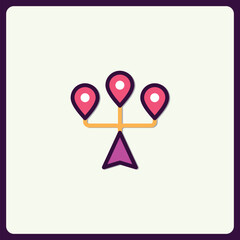 Poster - Location Points Vector Illustration with Direction Navigation, Map Icons