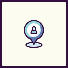 Poster - Abstract location marker with person icon, indicating user or profile