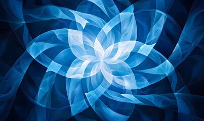 Poster - abstract blue and white luminous floral design with delicate curves