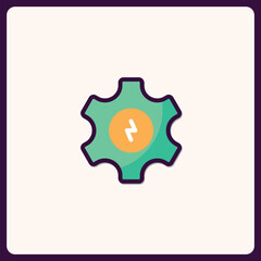 Poster - Energy Gear Icon with Bold Outline for Power and Technology Concepts