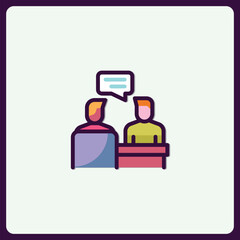Poster - Colorful Icon Depicting Business Meeting and Brainstorming Session, Idea Exchange