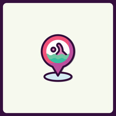 Poster - Swimming area location point icon, swim spot map pointer graphic element