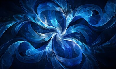 Poster - Swirling Depths: An Abstract Composition in Shades of Blue and White