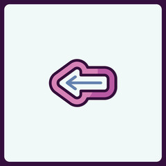 Poster - Graphical vector arrow icon pointing left with a colorful outline design