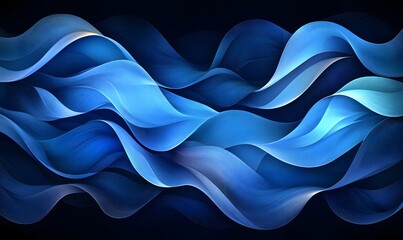 Poster - Elegant Abstract Blue Waves: A Modern and Serene Background Design