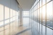© Rangga Bimantara - Bright, empty room with large windows and city view. Light reflecting on the floor