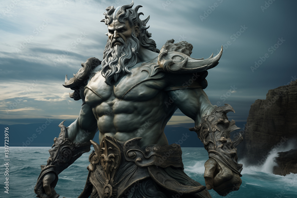 Poseidon, Greek God of the Sea and Storms, Ruler of the Oceans with His ...
