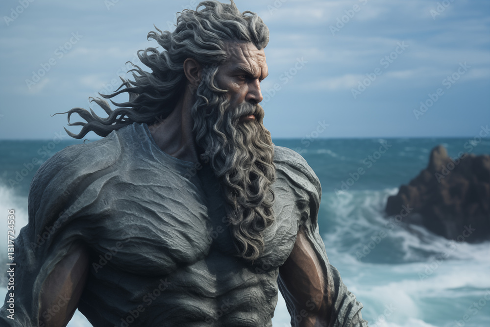 Poseidon, Greek God of the Sea and Storms, Ruler of the Oceans with His ...