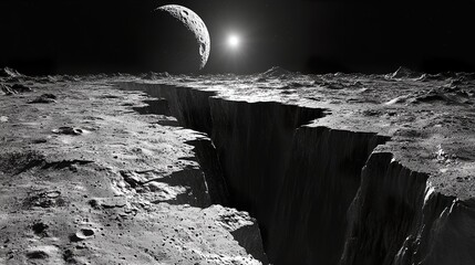 Wall Mural - lunar surface crater impact
