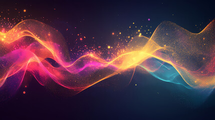 Wall Mural - abstract glowing wave of light and sparks creating a magical and dynamic energy flow on a dark backg