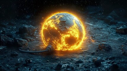 Wall Mural - earth connected to the sun: cosmic energy