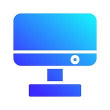 Sleek Blue Computer Monitor Icon Illustration