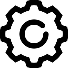Poster - A Symbol Of Seamless Workflow And Continuous Improvement, A Cogwheel With A Recycling Symbol At Its Heart, Representing Effortless Efficiency And Sustainable Progress In Bold Black Lines