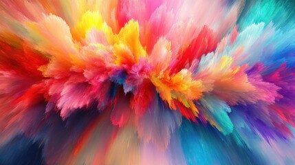 Poster - Vibrant abstract explosion of colors creating a dynamic visual experience in a digital artwork
