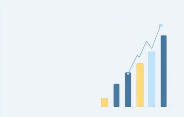 Wall Mural - bar graph showing sales data for an online store with blue and yellow bars on a light background