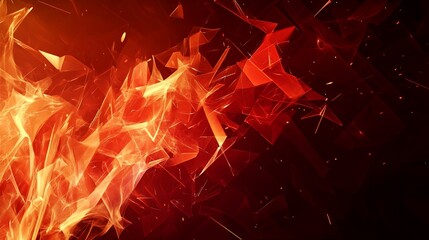 Wall Mural - Abstract Fiery Crimson and Orange Fractal Art: A Digital Blaze of Geometric Shapes