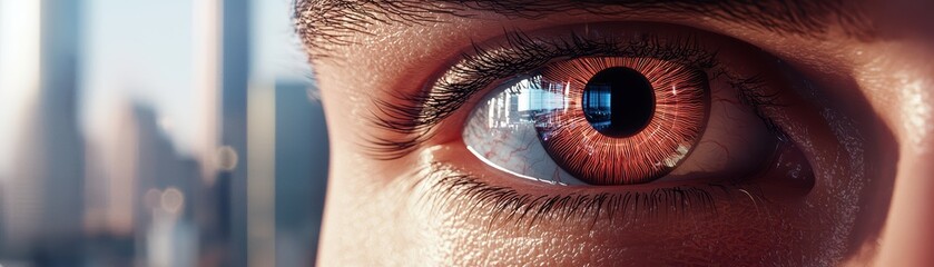 Poster - Close Up of an AI Eye Reflecting a Virtual World with Advanced Technology and Innovation