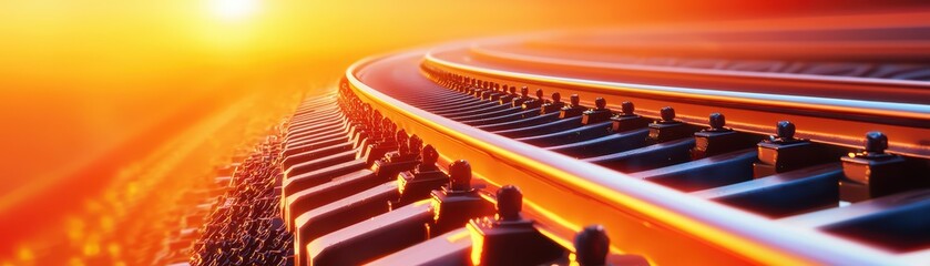 Poster - Close Up of Automated Production Line with Soft Sunrise Glow and Smooth Curves