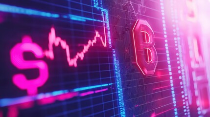 Poster - Dreamlike Representation of Floating Currency Symbols in a Vibrant Stock Market Environment