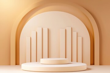 Poster - Minimalist Futuristic Stage Design with Podium and Smooth Curved Background Elements