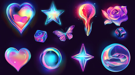 Wall Mural - themed isolated holographic icons