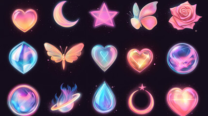 Wall Mural - themed isolated holographic icons