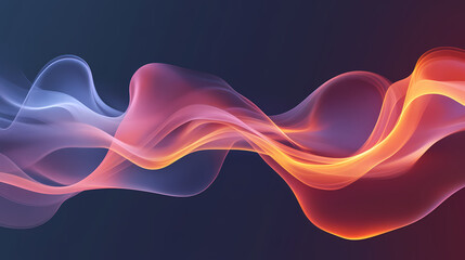 Wall Mural - Abstract background, flowing colors and shapes, light orange and dark red styles, swirling clouds of smoke, deep blue tones, and glowing flames. Iridescent Flames. Illustration