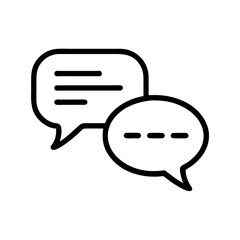 Poster - two speech bubbles icon, the icon represents conversation or dialogue. One bubble is filled with text, the other with ellipses, vector illustration