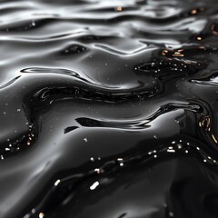 Wall Mural - Black ripple texture glossy reflections high resolution hd background