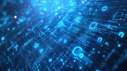 Poster - Abstract Digital Data Stream Network Flow Visualization Futuristic Technology Background