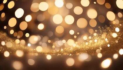 Wall Mural - dreamy champagne gold bokeh background with softly blurred glowing lights background
