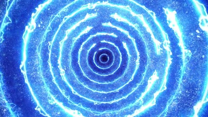 Wall Mural - blue energy tunnel background 4k loop features blue energy rings with flowing laser lights in ever s