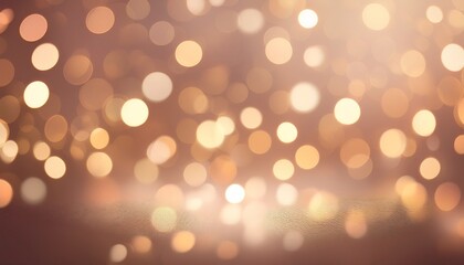 Wall Mural - dreamy champagne gold bokeh background with softly blurred glowing lights background