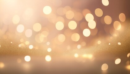 Wall Mural - dreamy champagne gold bokeh background with softly blurred glowing lights background