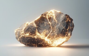 Poster - Glowing Abstract Rock Formation on Neutral Background